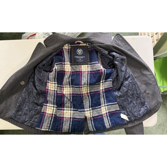 American Eagle Women’s Gray Wool Blend Pea Coat Jacket Minimalist Quiet Luxury S - Picture 5 of 10